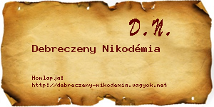 Debreczeny Nikodémia névjegykártya