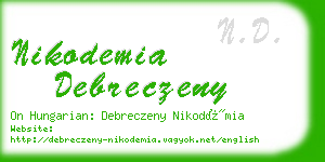 nikodemia debreczeny business card